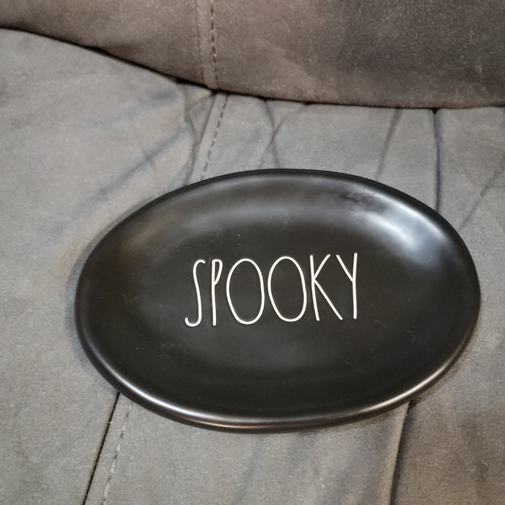 Rae Dunn Black Halloween Spooky Oval Plate Appetizer